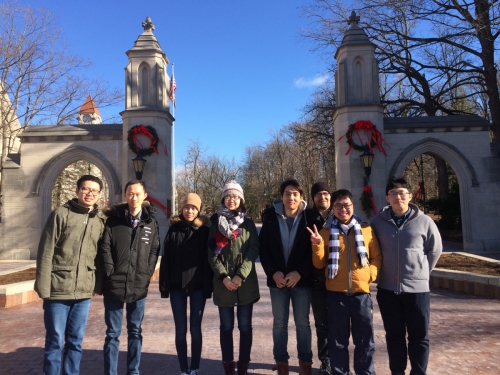 Ye Group pictured in front of the Sample Gates in the winter