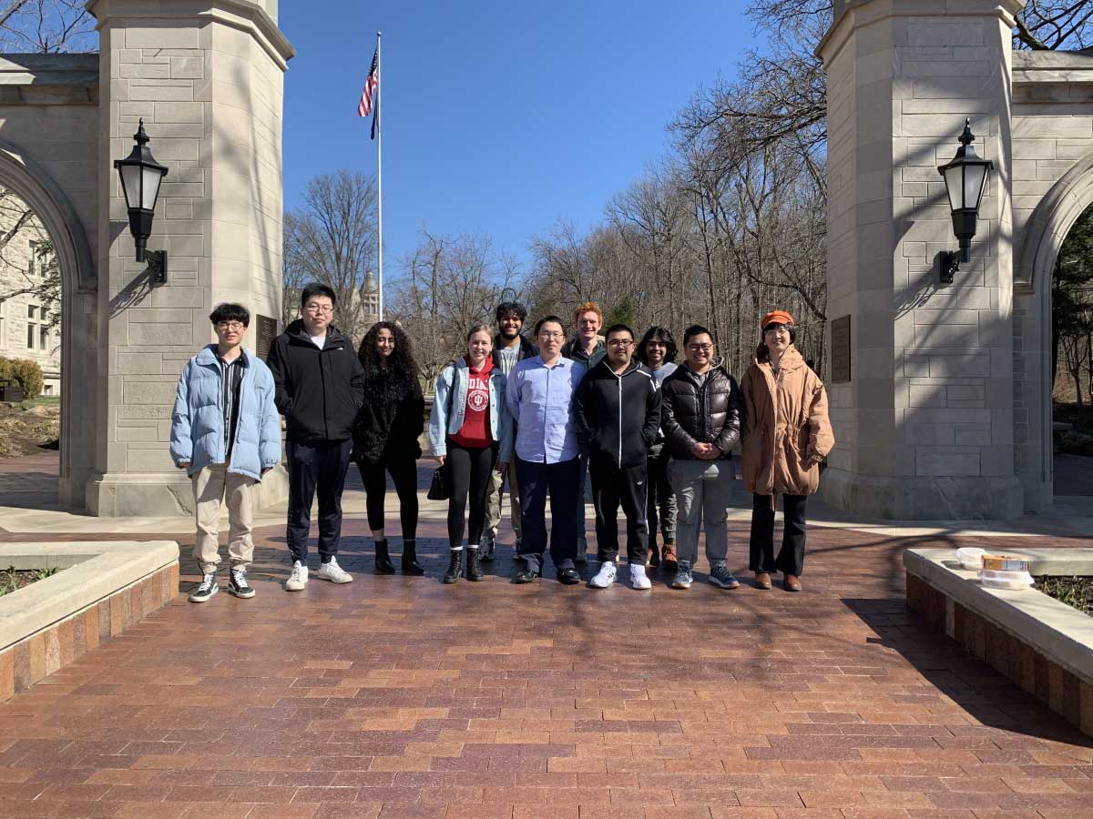 Photo of the Ye Group in front of IU sample gates.